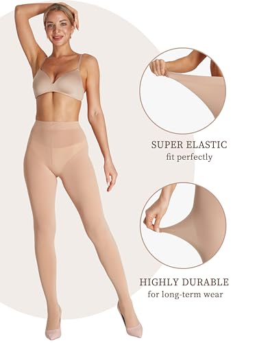 2Pairs Opaque Tights for Women 80D High Waist Womens Stockings Soft & Elastic Women’s Pantyhose with 20+ Colors4