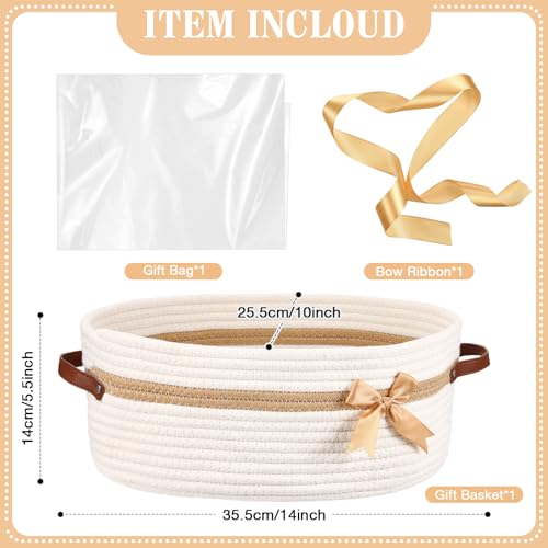 Image of Colingmill 2026 Graduation Large Woven Basket for Gifts Empty Set with Gift Bags and Ribbon Gift Baskets and Wrapping Set Storage 14 inchx 10 inchx 5.5 inch Decorative Box for Class of 2026 Graduation(White)