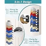 Hat Organizer for Baseball Caps (2-Pack), Strong Adhesive Hat Rack for Wall, Multi-layer Hat Hooks Storage for 18 Hats, Hat Holder Hanger for Door, Bedroom, Closet - Black - Image 2