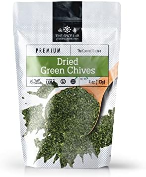 The Spice Lab - Chopped Dried Green Chives/Dehydrated - All Natural Kosher Non GMO Gluten Free Spice - 4 oz Resealable Bag Green Onion