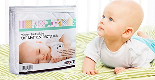 Crib Mattress Protector Cover - Comfortable, Breathable And Waterproof Bamboo Material. Keep The Crib Mattress Clean And Protected And Give Your Baby A Cozy Restful Sleep. Machine And Dryer Friendly. #TOP4