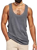 Runcati Tank Top Herren Ärmelloses Muskelshirt Fitness Gym Training Sport Unterhemd Männer Baumwolle Bodybuilding Loose T-Shirt,Dunkelgrau,XL