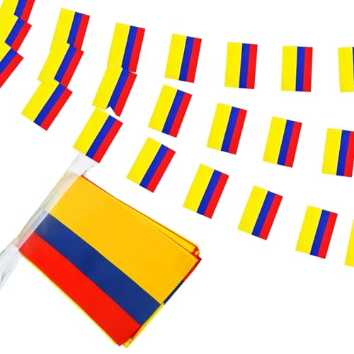 Image of Columbia Flags Columbian String Flag Banners for Patriotic Events Independence Day Sports Bars Inside Outside Decorations 33 Feet 30 Flags