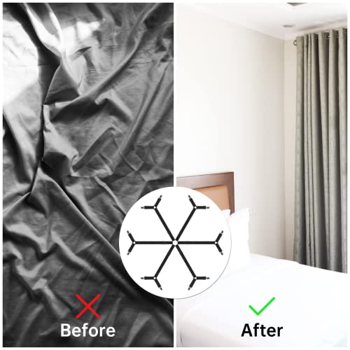 Bed Sheet Straps, Upgraded Elastic Crisscross Bed Sheet Fasteners, 6 Way Cross Adjustable Bed Sheet Holder Straps,Adjustable Bed Sheet Straps For Full, Queen, King Twin Bed(Black) #TOP1
