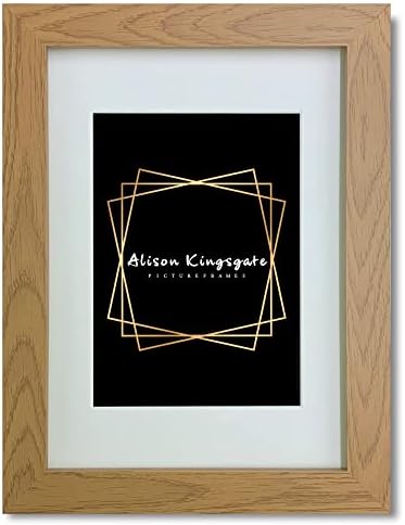 Alison Kingsgate Black A4 Frame With Mount For A5 Size (14.8 x 21cm) - Modern Design Black A4 Picture Frame With Mount with Safe Perspex Front & Wall Hanging Hooks - Handmade Frames