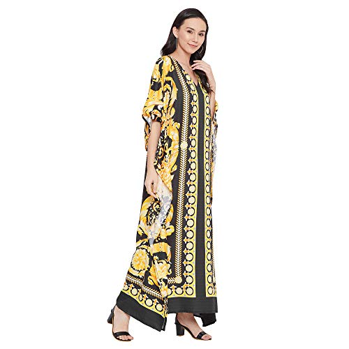 Image of Oussum Women Plus Size Kaftan Kimono Loose Maxi summer dresses for women Beach 3 /4 Sleeve Casual lounge dress Boho