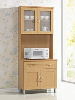 Hodedah Tall Standing Kitchen Cabinet with Top and Bottom Enclosed Cabinet Space, 1-Drawer