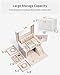 Vlando Jewelry Box Organizer for Girls Women, Large Vintage Jewelry Storage Box with Mirror, Drawers for Bracelets, Earrings, Rings, Necklaces, Mothers Day Gifts for Loved One, White, Regular