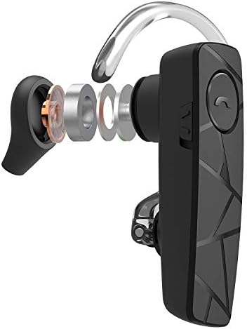 TELLUR Vox 55 Bluetooth Headset Monoaural, Hands Free Earpiece, Multipoint, Two Devices Connected Simultaneous, Iphone and Android, Black
