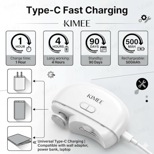 Image of KIMEE Electric Nail Clipper Automatic Nail Trimmer with LED Light, 2 Speed Rechargeable Nail File, 2-in-1 Safe Nail Cutter for Kids, Elderly, Adults & Caregivers Portable Manicure Tool