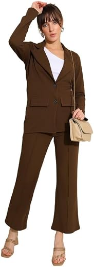 SIRIL Women's Standard Length Co-Ord Set Polyester Blazer And Trouser Pant Set | Two Piece Co Ord Set | Office Wear Co Ord...