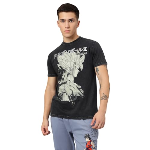 Image of Free Authority Official Dragon Ball Z: Son Goku Anime Graphic Print Pure Cotton Regular Fit Tshirt for Men