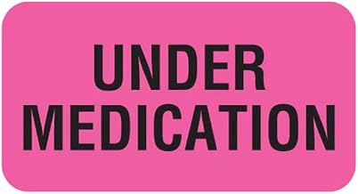 Under Medication Sticker, Doctor Stuff - Veterinarian File Folder Chart Labels, Care Instruction Vet Stickers, 1-5/8" x 7/8", Fluorescent Pink, 560/Roll, Tabbies Veterinary V-AN209