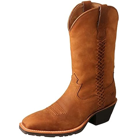 Wrangler 11" Classic Leather Boots for Women - Stylish Western Boots Featuring Premium Full-Grain Leather and Braided Detailing Perfect for Any Outfit, Spice, 5 UK Cover