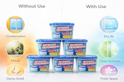 ACCURATE 500ml Interior Dehumidifier Pack of 5 | Condensation Remover Moisture Absorber | Dehumidifiers for Damp | Mould | Moisture in Home,Kitchen, Wardrobe, Office, and Basement (PACK OF 5) - Image 5