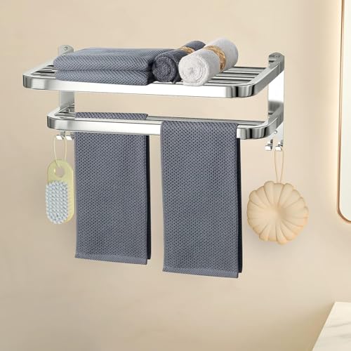 Image of CIPLA PLAST Stainless Steel Folding Towel Rack for Bathroom /Towel Stand /Hanger /Bathroom Accessories (24 Inch)