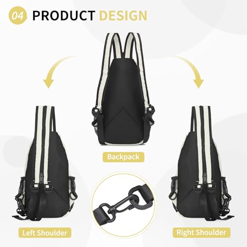 Image of Convertible Sling Bags for Women Men, Lightweight Crossbody Backpack Daypack Fit for 7.9 inch Tablet for Casual Travel Sport Hiking (White)