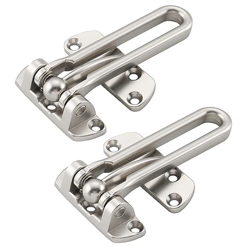 WellMade Swing Bar Door Lock Latch, Door Security Latch for Kids Safety and Home Security, Reinforcement Door Latch Guard Clasp(Satin Nickel,2 Pack) by WellMade - Used condition - US$13.87