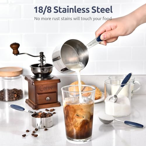 Image of U-Taste Measuring Cups Spoons Set, 18 /8 Stainless Steel, 12Pc /Midnight Blue