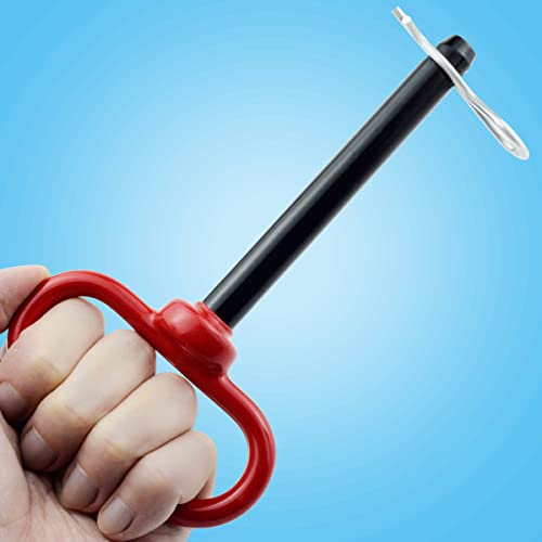 Jamiikury Trailer Hitch Pin, 1/2 X 4 Inch Tractor Hitch Pin With R-Clip Pin For Lawn Mower, Tractor, Trailer (Red) #TOP1