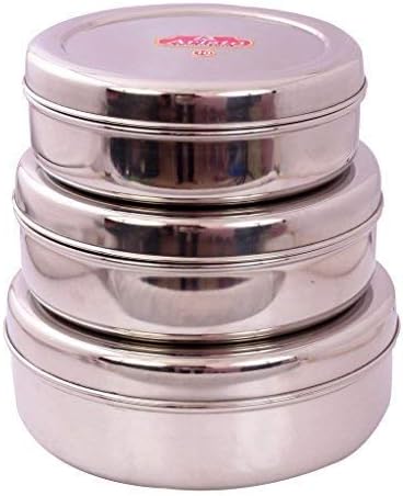 Aristo Stainless Steel VR574 Stainless Steel Storage Containers - 500 ml, 850 ml, 1100 ml, 1 Pieces, Silver