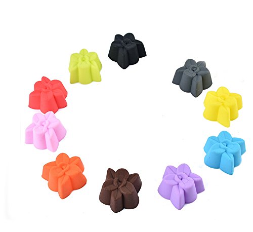 Ewanda store 20 Pack 1.2inch Reusable Silicone Orchid Muffin Cookie Cup Cake Egg Tart Cup Baking Mold Chocolate Jelly Soap Maker Mold