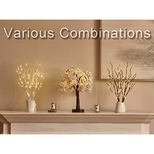 Fudios Lighted Bonsai Tree With Cherry Blossom Branches 40 Led 18In Japanese Room Decor,Flower Tree With Lights Battery Usb Plug For Wedding Party Summer Mantle Decoration #TOP6
