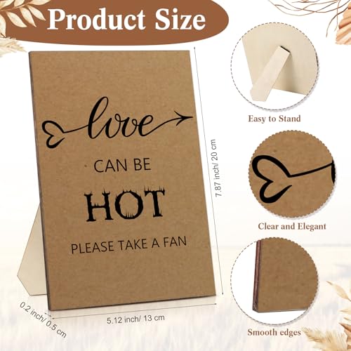 Anglechic 51 Pcs Wedding Favors for Guests Wedding Hand Fans Bulk Wedding Table Sign Wedding Favor Fans Wedding Fans with Handle Paper Fans for Wedding Ceremony Bridal Party Decoration (Brown)