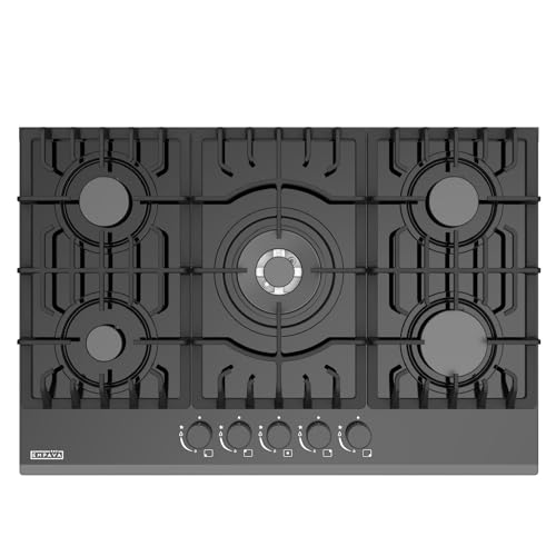 Empava 30 in. Gas Stove Cooktop 5 Italy Sabaf Sealed Burners NG/LPG Convertible in Black Tempered Glass EMPV-30GC26, 36 inches