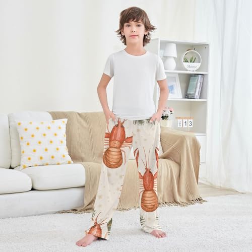 ZZXXB Lobster Pine Branch Boys Long Pants Soft Trousers Elastic Waist Kids Lounge Bottoms with Pockets S-XL 6