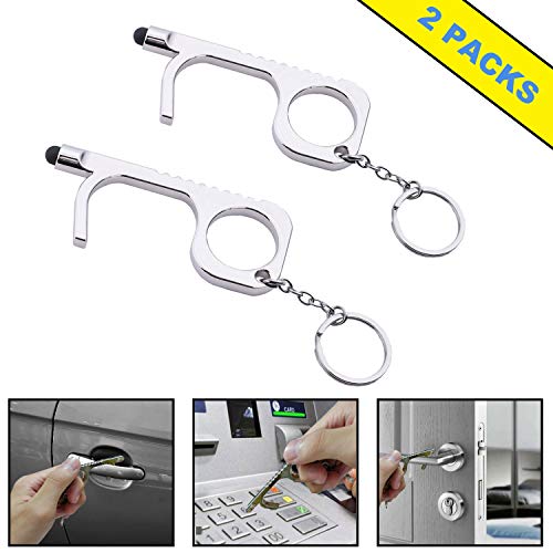 Anti Touch Door Opener Tool, Multifunctional Corkscrew Touchless Edc & Non-Contact Stylus Keychain For Outdoor Public Door Handle Touchscreen Elevator Button Pusher, Keep Hands Clean, 2Pcs #TOP4