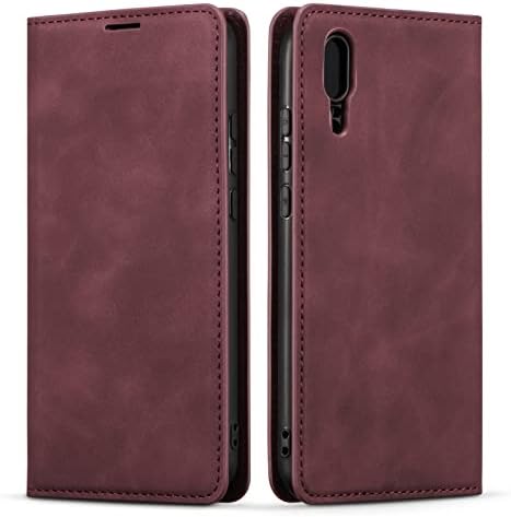 QLTYPRI Case for Huawei P30, Premium PU Leather Cover TPU Bumper with Card Holder Kickstand Hidden Magnetic Adsorption Shockproof Flip Wallet Case Compatible with Huawei P30 - Brown