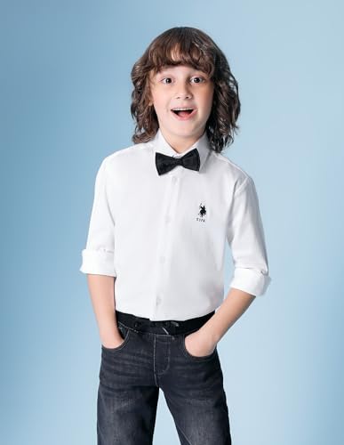 Image of Regular fit Solid Cotton Long Sleeves Casual Shirts (UKOESHT1522 White 6-7Y)