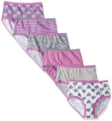 Cherokee Little Girls' Underwear Elastic Waist Lace Trim Hipster Panties, 6 Pack, 12, Pink/Heather grey asst pack