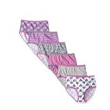 CHEROKEE Girls' 6 Pack Lace Trim Elastic Waist Underwear, No-Bunch, Tag-Free Panties for Girls, Lightweight, Breathable Cotton Blend Briefs for Active Children and Kids, 14 US , Assorted 2