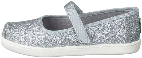 TOMS Girl's Mary Jane Flat, Silver Iridescent Glimmer, 2/3UK Child
