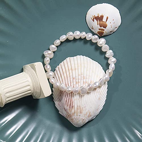 Wenssacc Pearl Stretch Bracelet White Freshwater Cultured Baroque Pearls Strand Elastic Stacking Bracelets Classic Dainty For Women Girls Mom #TOP6