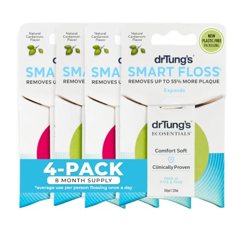 Dr. Tung'S Smart Floss, 30 Yds, Natural Cardamom Flavor 1 Ea Colors May Vary Pack of 4