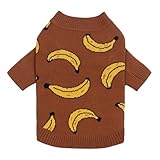 Fitwarm Banana Dog Sweater, Thermal Dog Winter Clothes for Small Dogs Boy Girl, Pet Outfit, Brown, Yellow, Medium