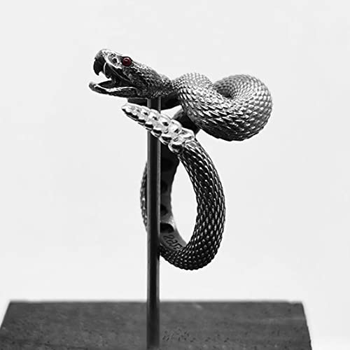 Thjew Black Snake Ring,S925 Sterling Silver Cool Punk Gothic Biker Cocktail Party Spiral Twisted Rattlesnake Ring Jewelry For Women Men Boys Girls (Ring_A, 11) #TOP2