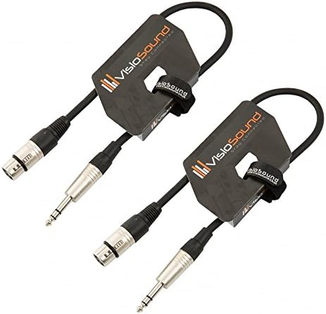 2 x Female XLR to 6.35mm Stereo Jack Lead/Balanced Signal Patch Cable / 2 Pack 3m Black/Black
