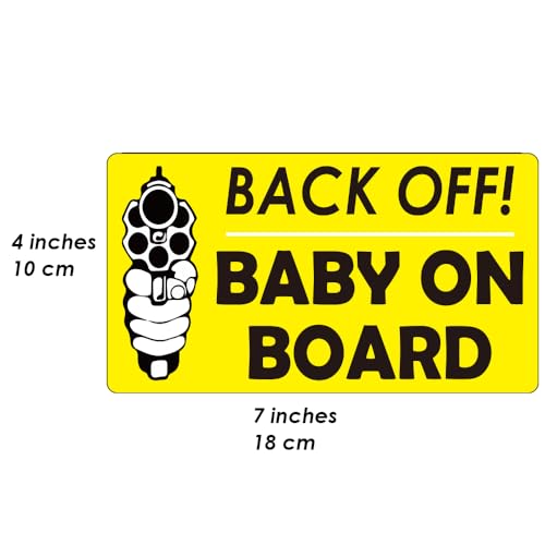 Image of 1step2dream Funny Baby on Board Bumper Sticker 2Pcs, Car Essentials | Back off Sign and Reflective See-Through When Driving in the Dark | 7 x 5 Inches