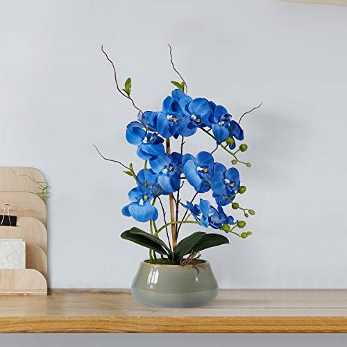 RENATUHOM Fake Orchid Artificial Flowers For Decoration Orchid Plant Fake Flowers Orchid In Vase For Home Table Indoor Decor Blue Flowers Bathroom Bedroom Kitchen Ornament