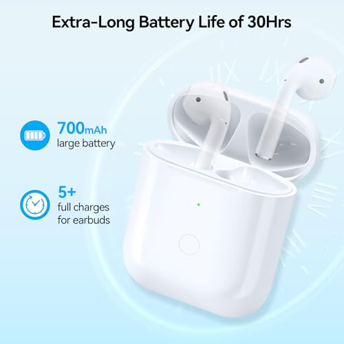 Image of Wireless Charging Case Compatible with AirPod 2nd & 1st Generation, Air Pod 2 1 Charger Case Replacement with Bluetooth Pairing Sync Button,Earbuds Not Included, White