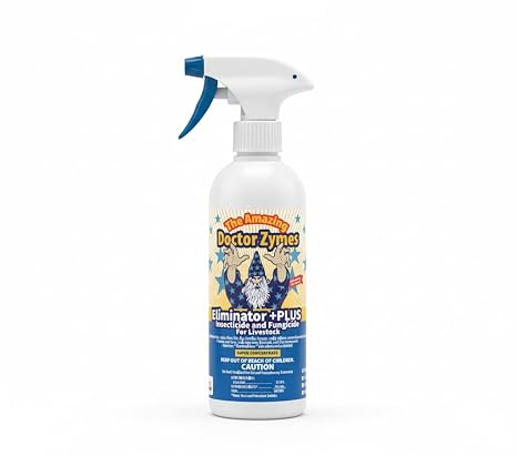 Eliminator +Plus Organic Enzyme Insecticide & Fungicide For Livestock, Horses & Farms Safe, Non-Toxic Fly Spray, Mite Control & Fungus Prevention Natural, Biodegradable, OMRI Listed