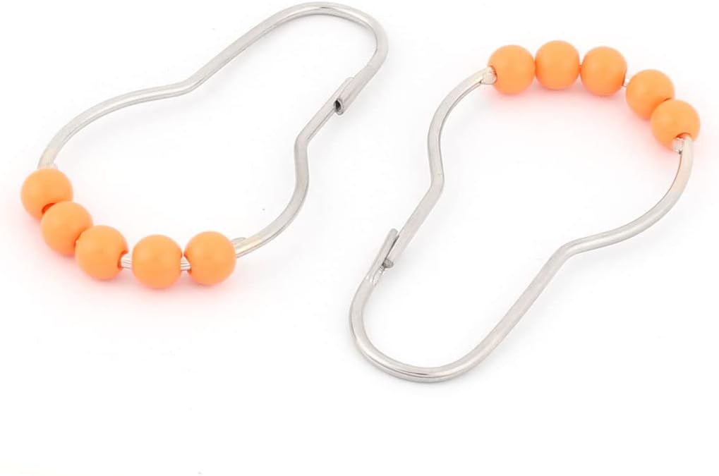 Ruilogod Plastic Roller Beads Metal Bathroom Shower Curtain Hook 12 Pcs Orange (id: 557 171 f28 013 b99 image 2