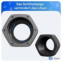 hb-digital 10х Kabelverschraubung M16 für 4-8mm Kabeldurchmesser IP68 staub- & wasserdicht mit Gummidichtung Gegenmutter Klemmlamellen Stopfbuchse Isolation Kabeleinführung - Schwarz – Ansicht 5