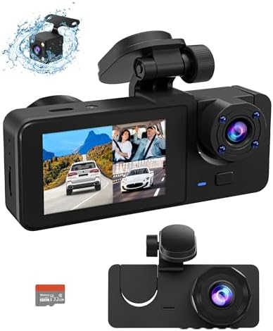 Dash Camera for Cars, 4K Dash Cam Front and Rear, Triple Car Came...