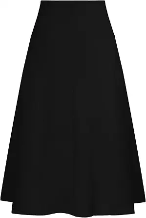 Kate Kasin Women Suede Midi Skirt - High Waist A-Line Fall & Winter