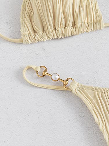 Verdusa Women's 2 Piece Bikini Set Swimsuits Swimwear Halter Triangle Top and Thong Bathing Suit4